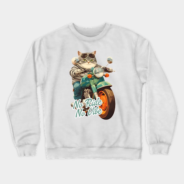 Cool cat riding motorbike Crewneck Sweatshirt by AestheticsArt81